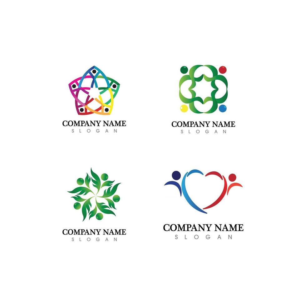 logo della comunità persone lavorano team e business vector logo e design gruppo famiglia