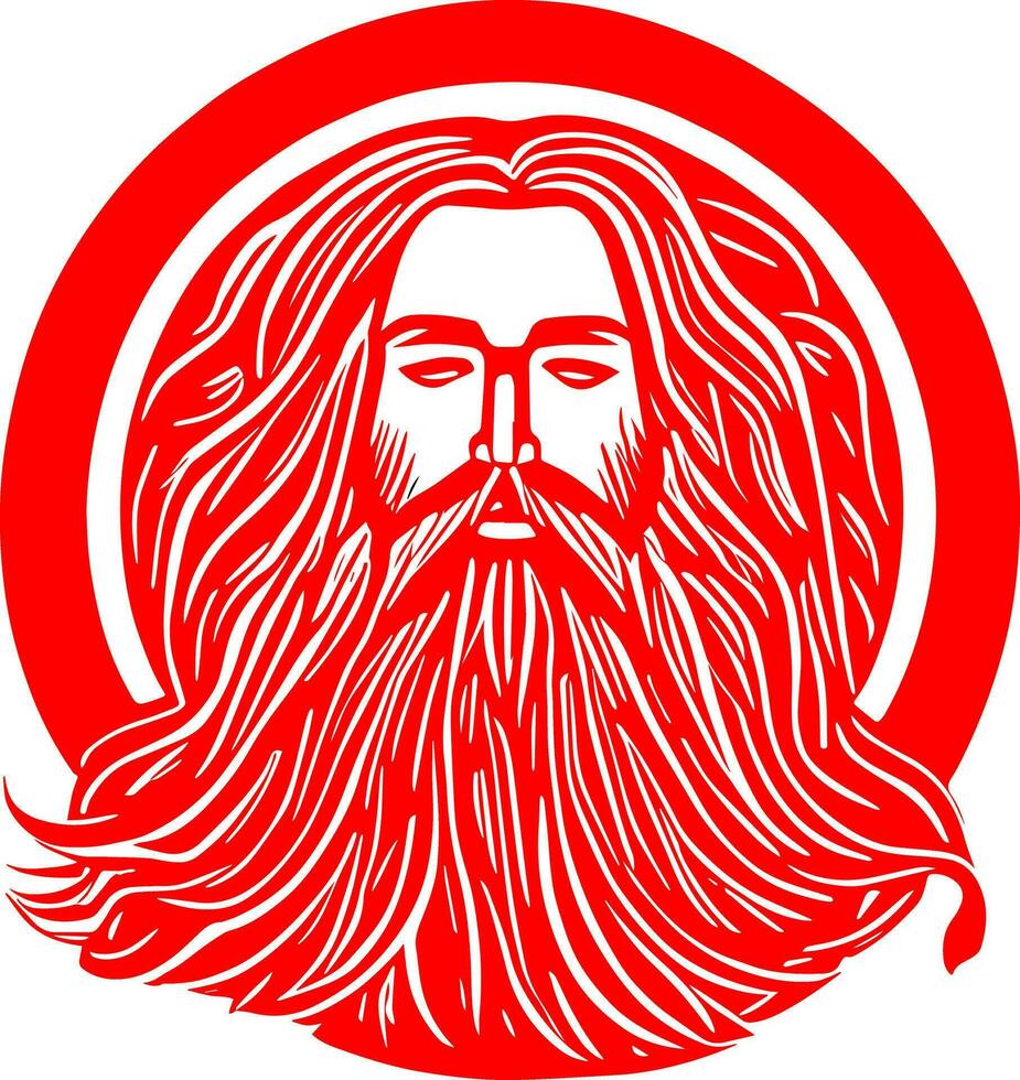 vecchio uomo viso vettore illustrazione, rosso abbozzato viso icona, logo o avatar concetto