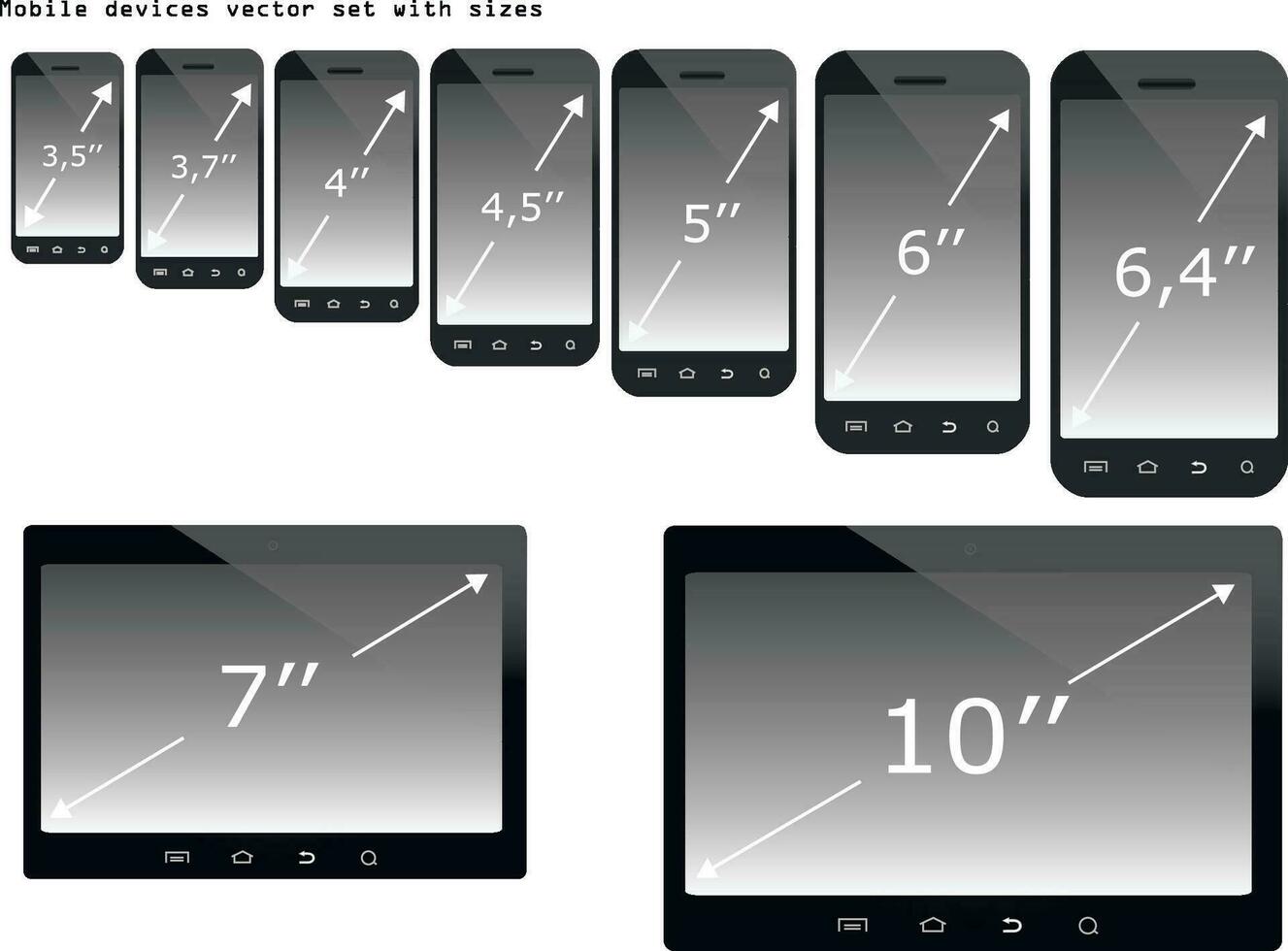 mobile dispositivi dimensioni vettore illustrazione impostato