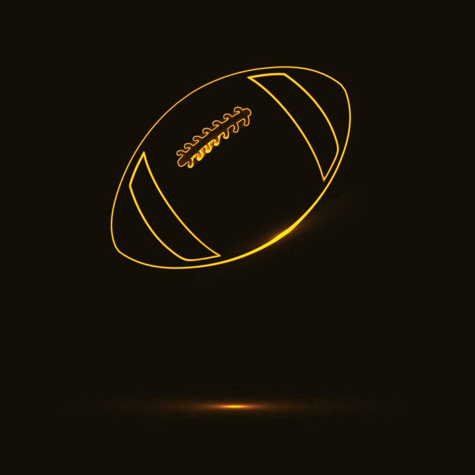 americano calcio icona, raggiante d'oro palla pittogramma vettore illustrazione. club sportivo logo concetto