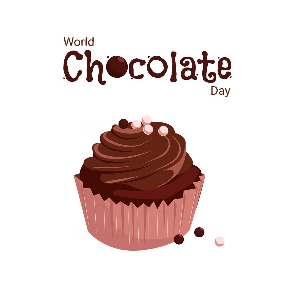 uno striscione con un cupcake per la giornata mondiale del cioccolato vettore