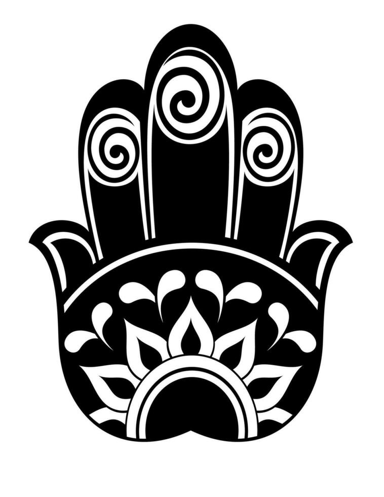 hamsa mano di fatima con fiore vettore