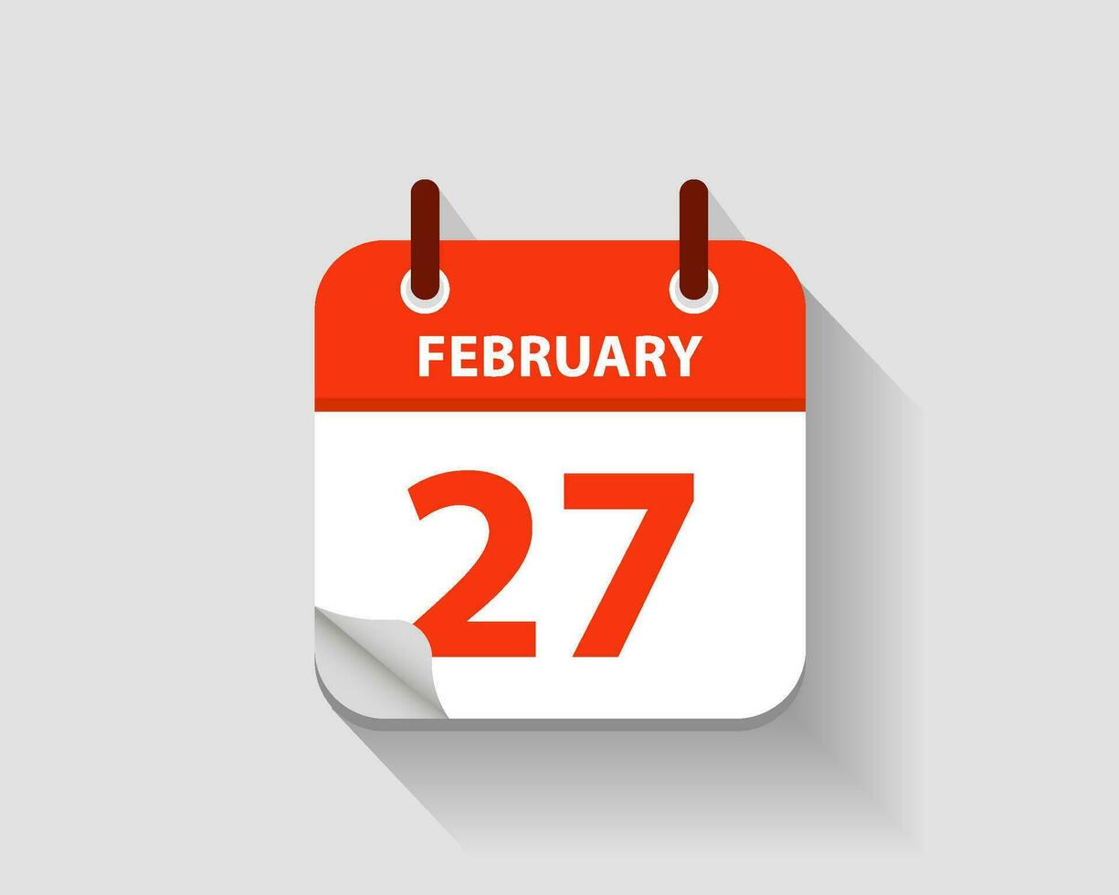 febbraio 27. vettore piatto quotidiano calendario icona. Data e volta, giorno, mese. anno. vettore illustrazione