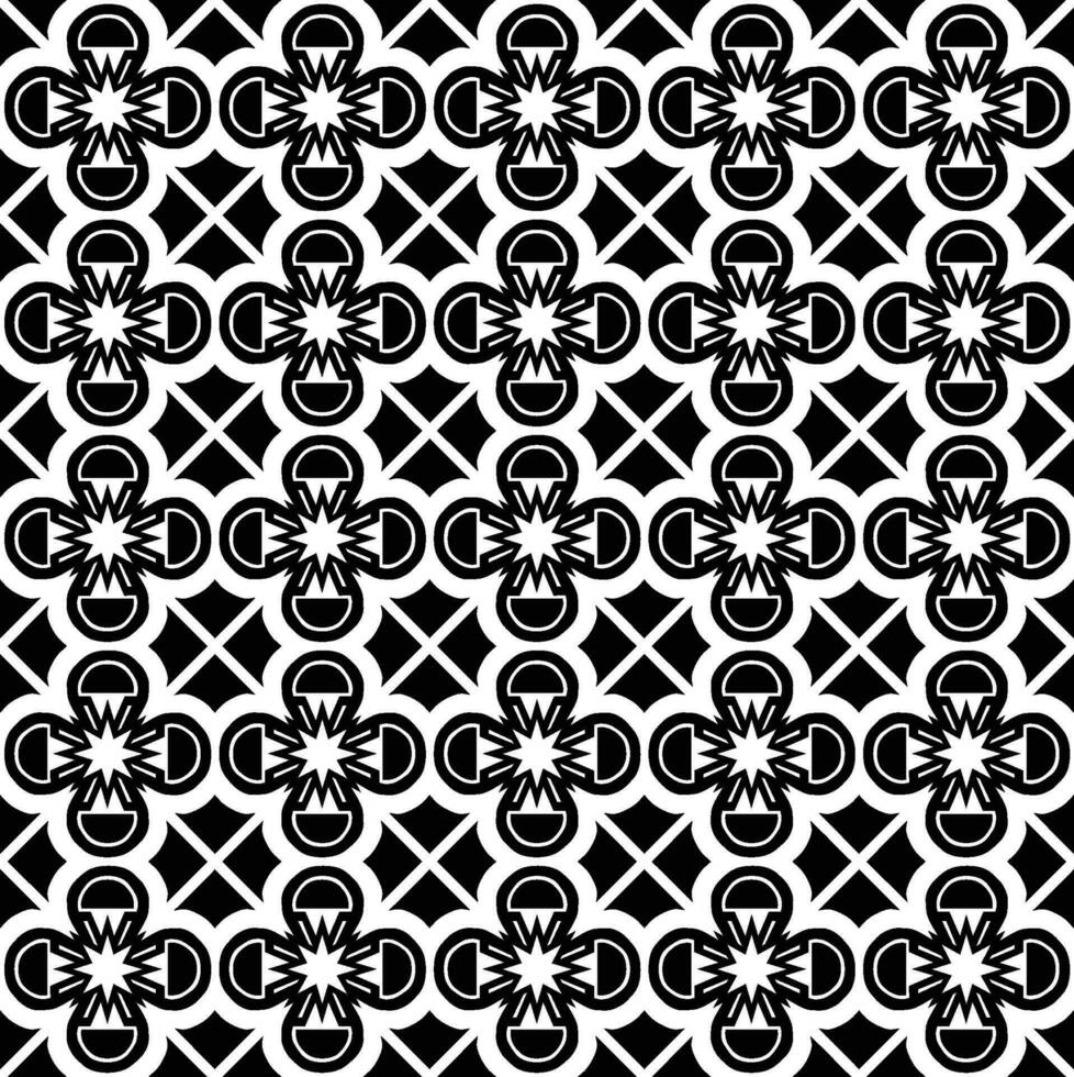 astratto senza soluzione di continuità modello con sagome fiori nel nero e bianca. floreale ripetendo monocromatico sfondo. infinito Stampa struttura. tessuto design. sfondo - vettore