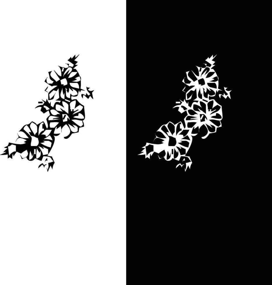 astratto senza soluzione di continuità modello con sagome fiori nel nero e bianca. floreale ripetendo monocromatico sfondo. infinito Stampa struttura. tessuto design. sfondo - vettore