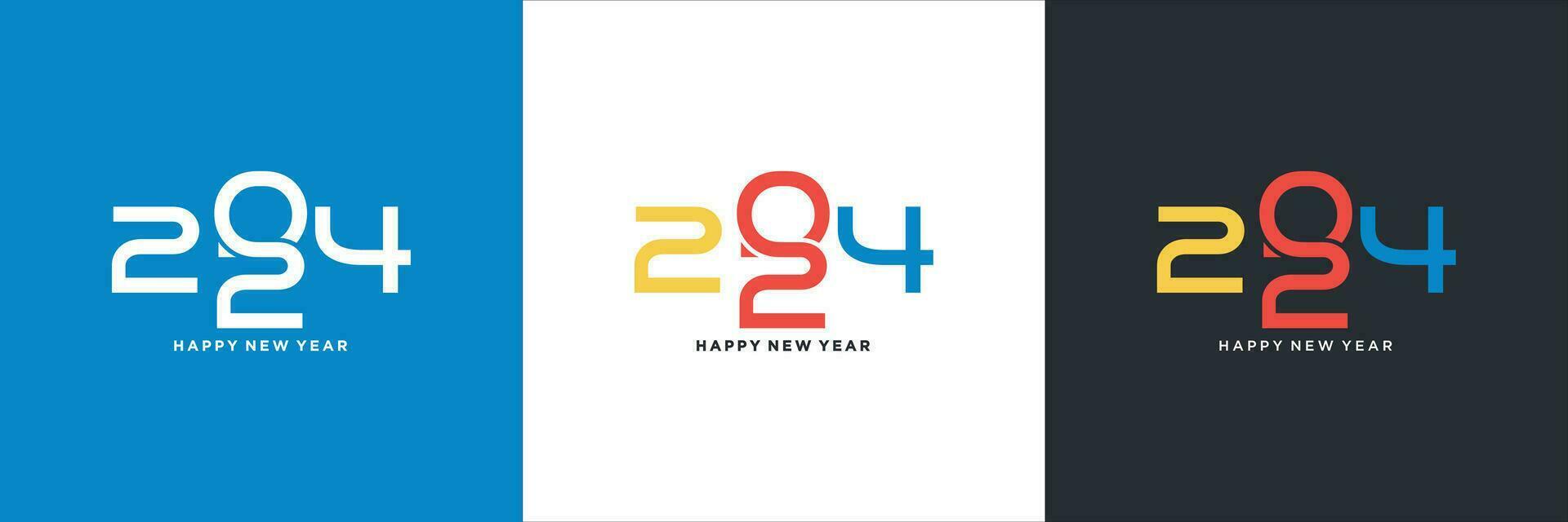 contento nuovo anno 2024 saluti con colorato sovrapposizione numeri vettore