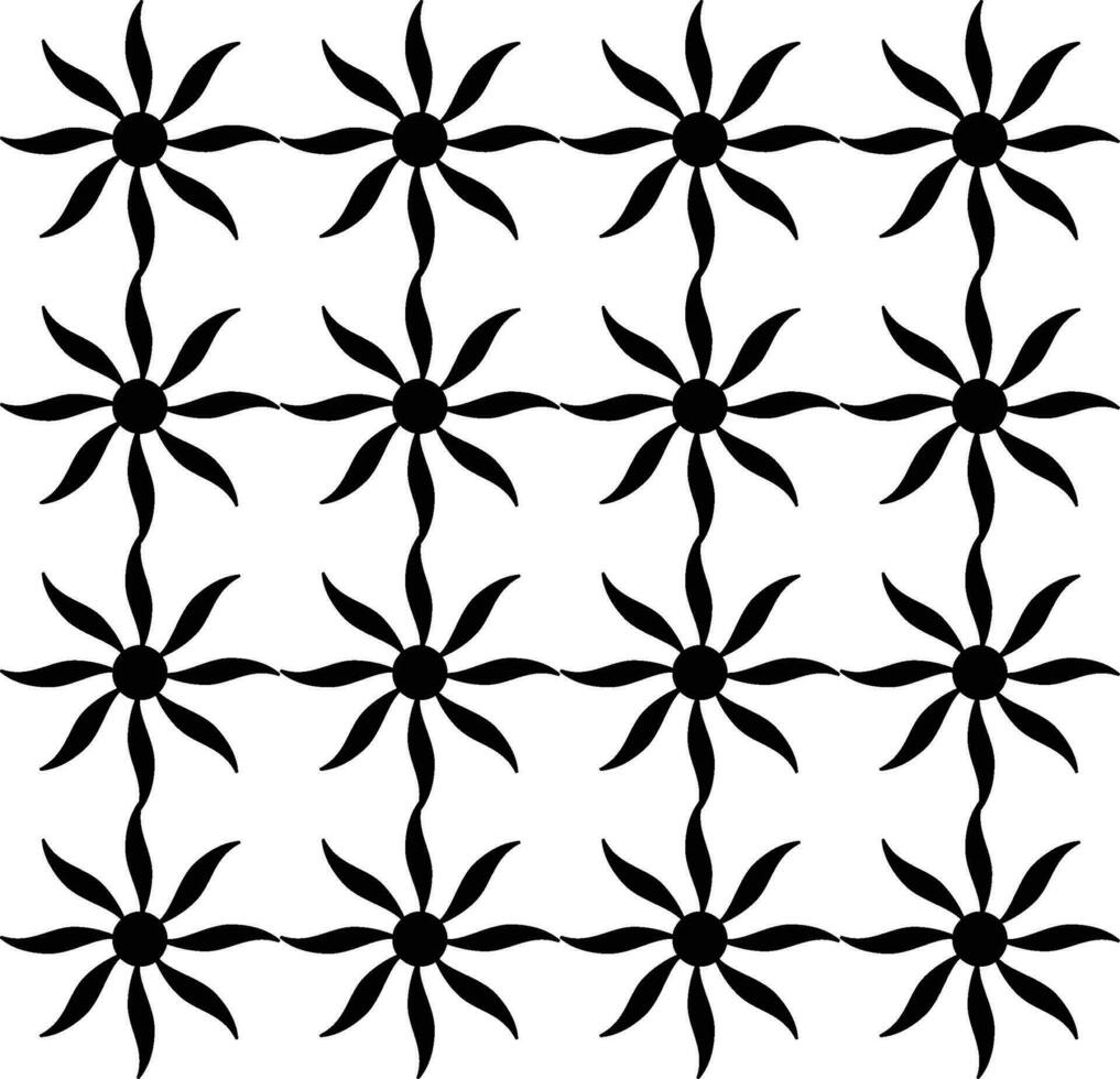 astratto senza soluzione di continuità modello con sagome fiori nel nero e bianca. floreale ripetendo monocromatico sfondo. infinito Stampa struttura. tessuto design. sfondo - vettore