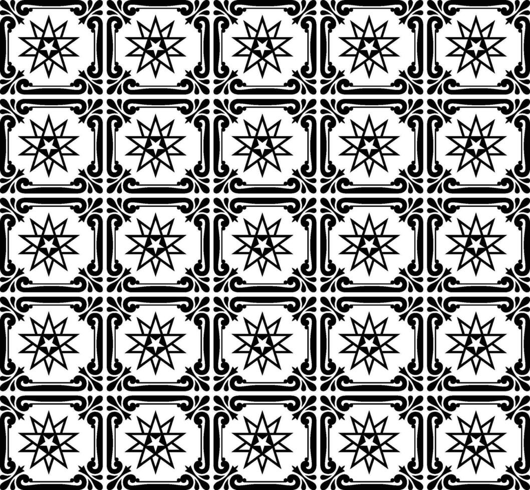 astratto senza soluzione di continuità modello con sagome fiori nel nero e bianca. floreale ripetendo monocromatico sfondo. infinito Stampa struttura. tessuto design. sfondo - vettore