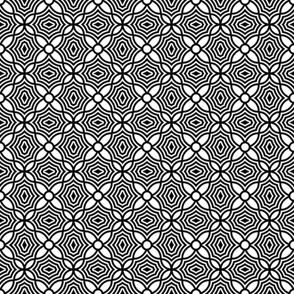 astratto senza soluzione di continuità modello con sagome fiori nel nero e bianca. floreale ripetendo monocromatico sfondo. infinito Stampa struttura. tessuto design. sfondo - vettore