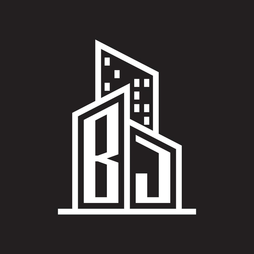 bjreal tenuta logo con edificio stile , vero tenuta logo azione vettore