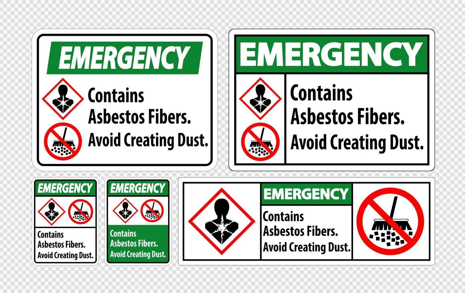 l'etichetta di emergenza contiene fibre di amianto, evitare di creare polvere vettore
