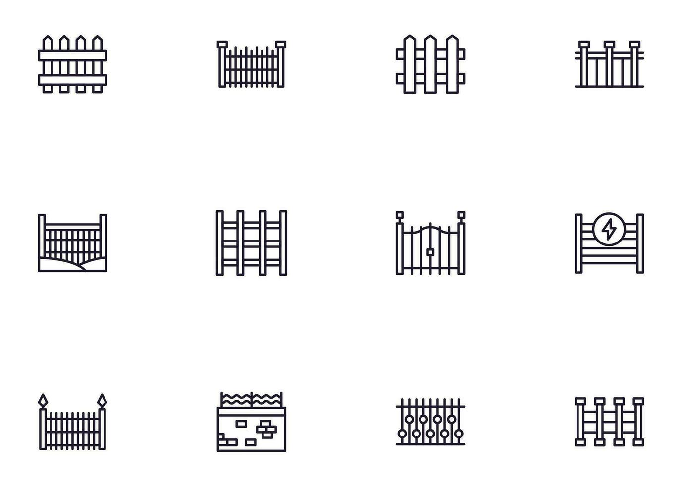 recinto concetto. collezione di moderno alto qualità recinto linea icone. modificabile ictus. premio lineare simbolo per ragnatela siti, volantini, striscioni, in linea negozi e aziende. vettore
