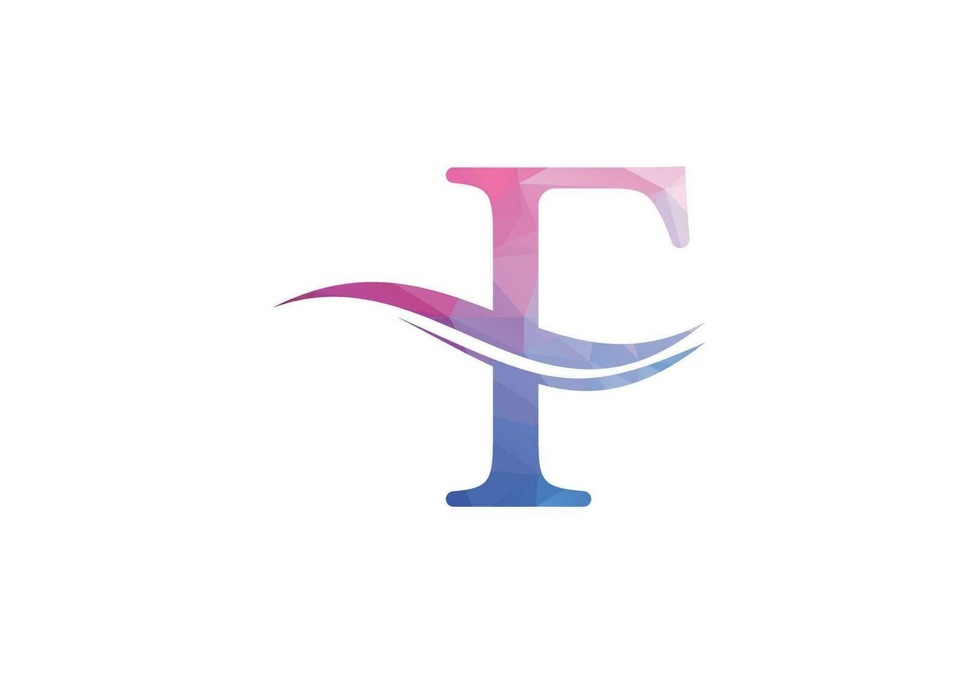 Basso poli e lettera f logo design modello, vettore illustrazione