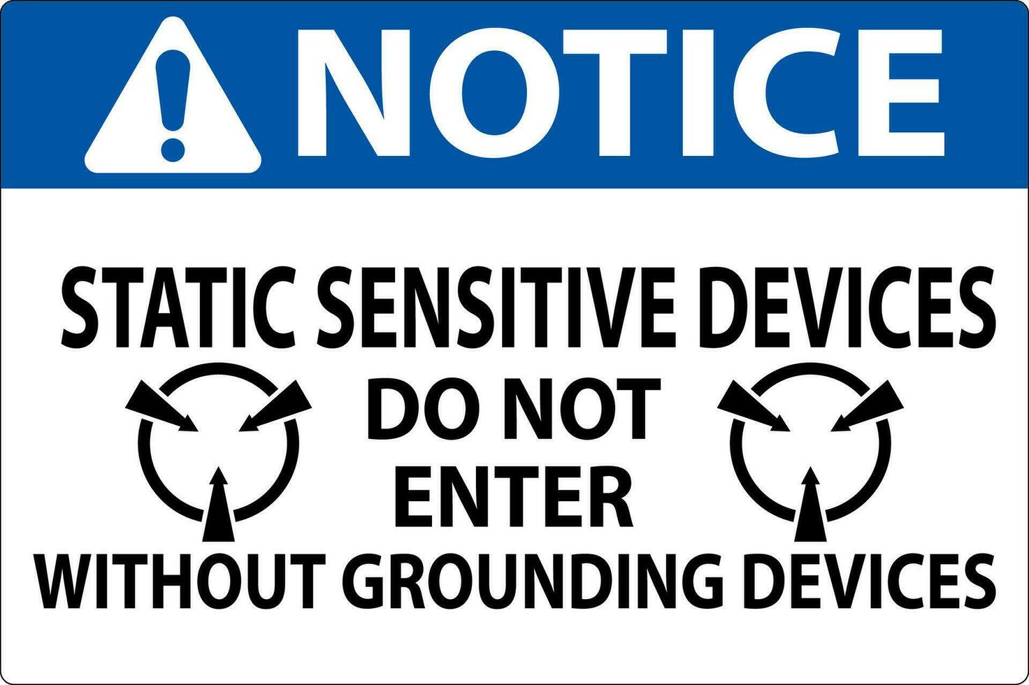 Avviso cartello statico sensibile dispositivi fare non accedere senza messa a terra dispositivi vettore
