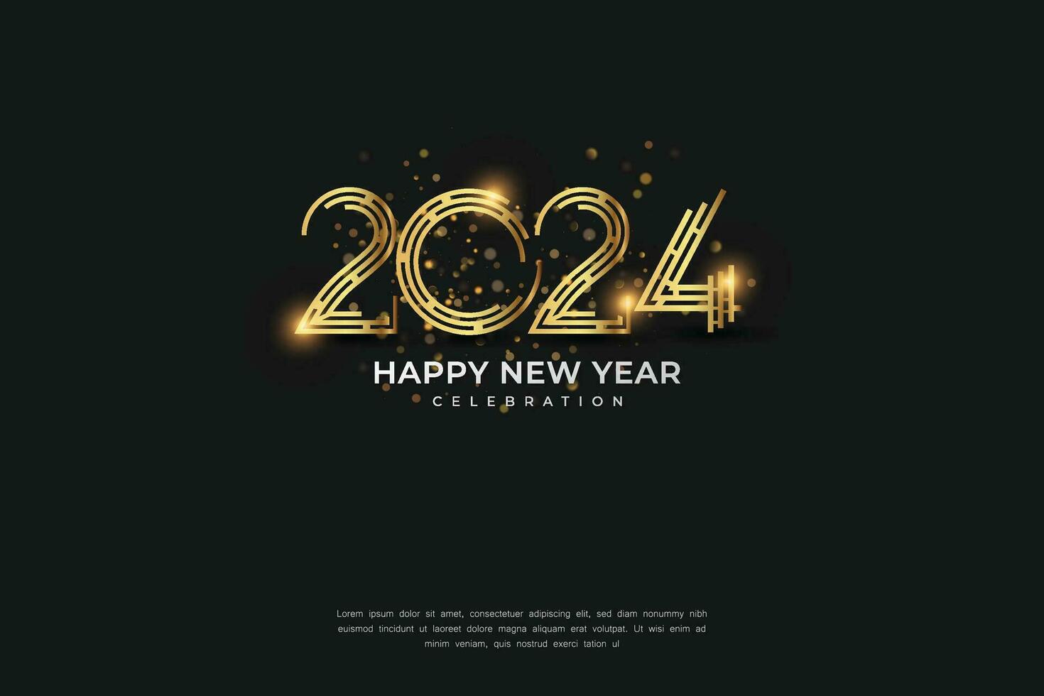 semplice e pulito design contento nuovo anno 2024. oro numeri per sfondo per striscioni, manifesti o calendario. vettore