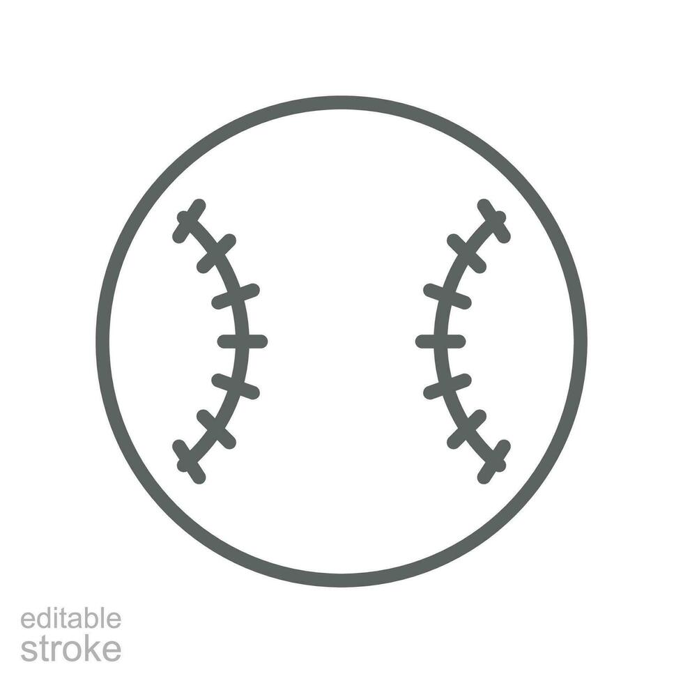 baseball palla sport icona. sport lega attrezzatura. schema, linea stile, silhouette pittogramma. modificabile ictus. vettore illustrazione. design su bianca sfondo. eps 10