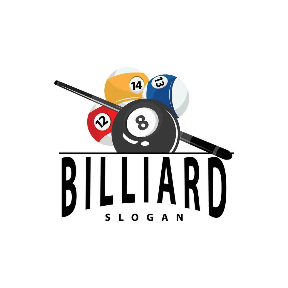 biliardo logo minimalista design palla e bastone simbolo illustrazione modello vettore
