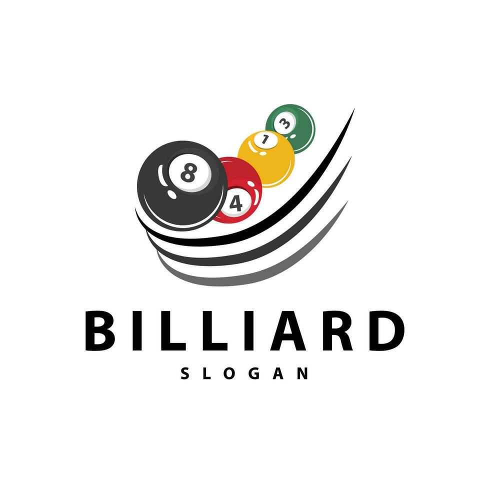 biliardo logo minimalista design palla e bastone simbolo illustrazione modello vettore