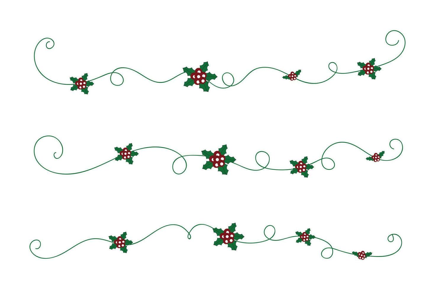 Natale fiorisce turbinii divisori Linee decorativo elementi, Vintage ▾ calligrafia scorrere allegro Natale blu e rosso agrifoglio ornamenti, inverno agrifoglio intestazioni lettering confine pagina arredamento verde ornato vettore