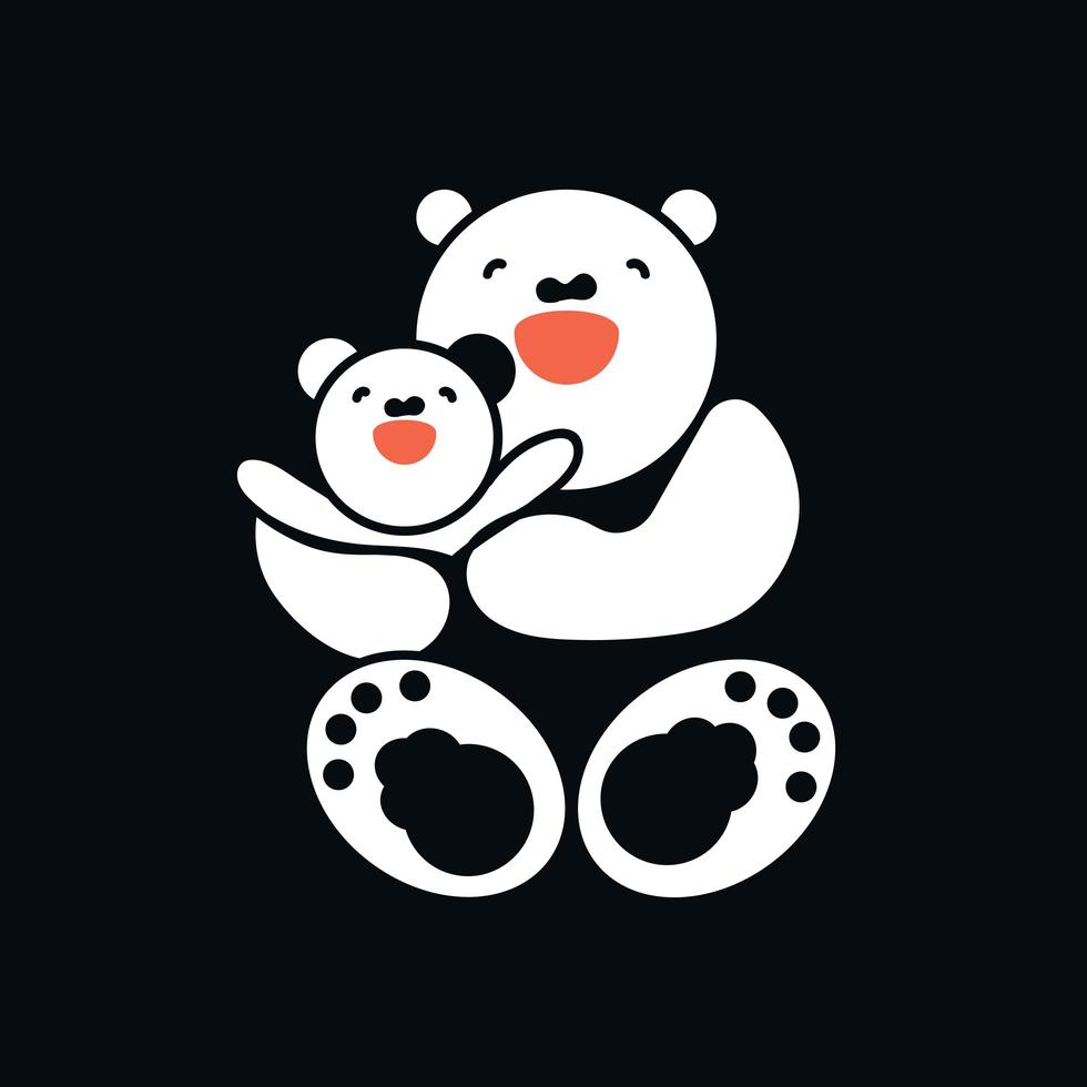adesivo, biglietto con madre felice e bambino orso bianco vettore