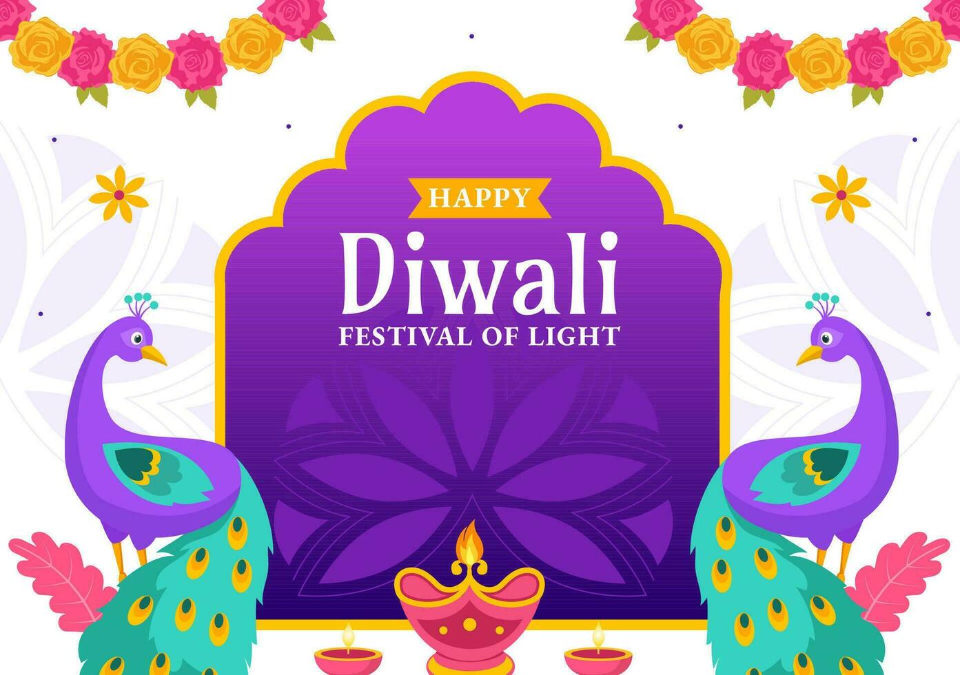 contento Diwali sociale media sfondo piatto cartone animato mano disegnato modelli illustrazione vettore