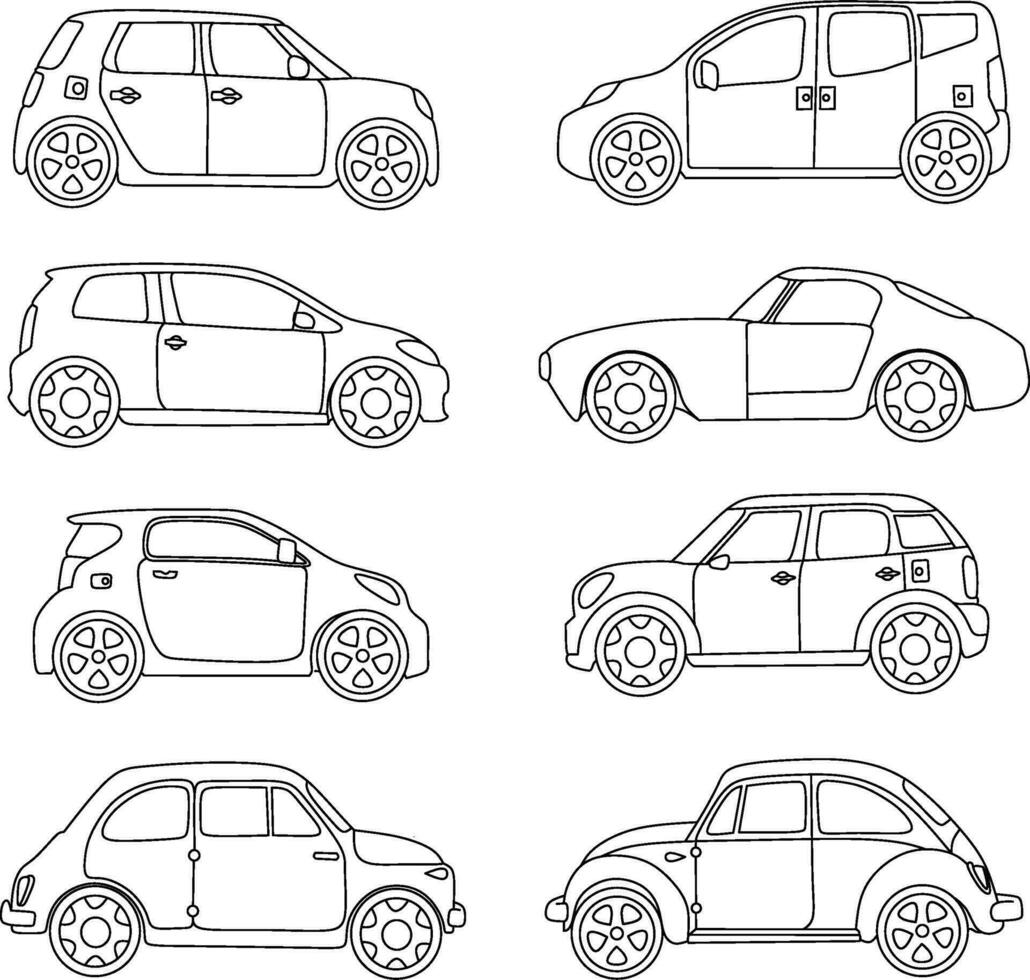 auto scatola di cartone linea arte per colorazione libro pagina vettore