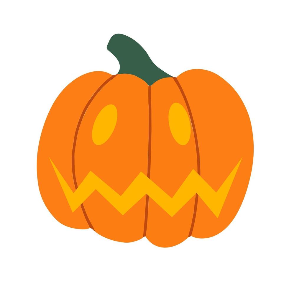 zucca malvagia per halloween. la zucca arancione spaventosa e raccapricciante è un simbolo della vacanza di halloween. illustrazione vettoriale piatta
