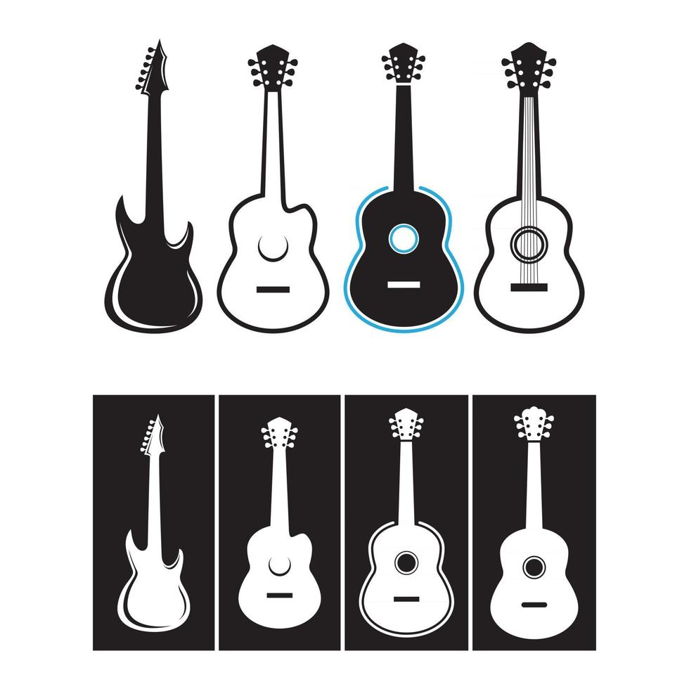 illustrazione delle immagini del logo della lezione di chitarra vettore