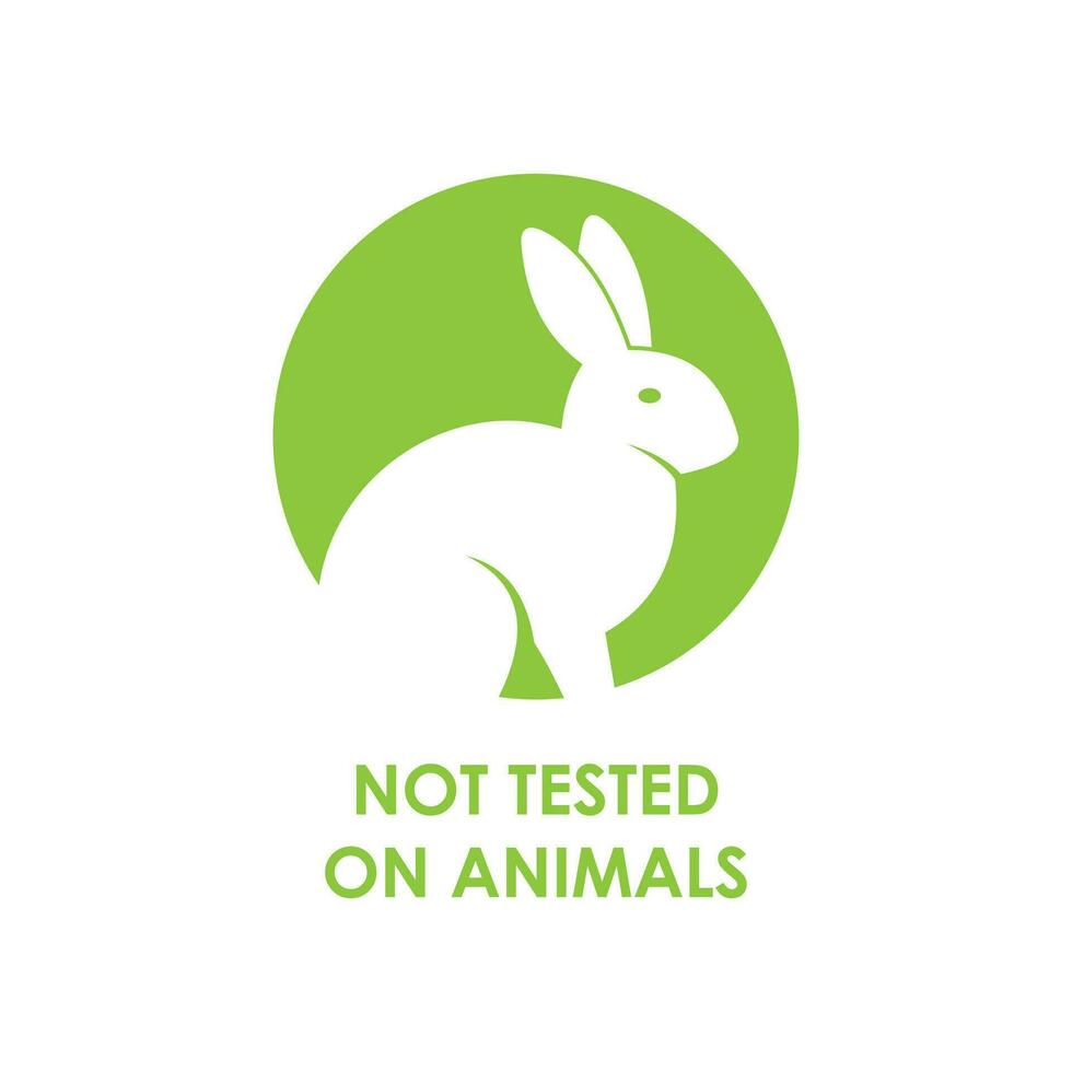 gratuito non testato su animali, no animale analisi logo, animale amante, crudeltà gratuito, no carne, coniglio logo icona vettore