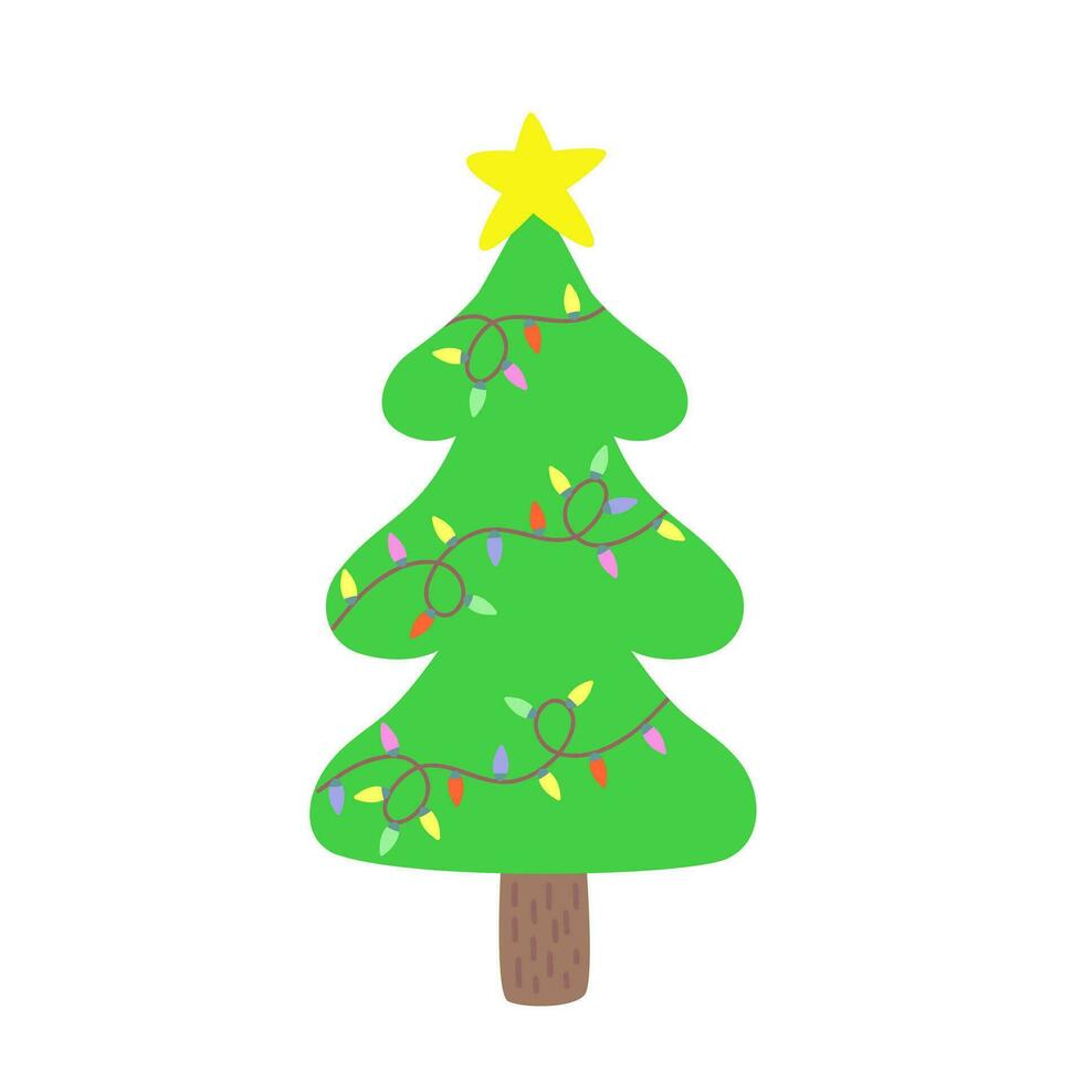 Natale albero vettore nel moderno colori nel un' piatto cartone animato stile.