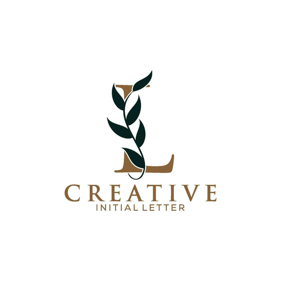 iniziale lettera l e floreale logo vettore, botanico minimalista lettera femminile logo design modello vettore