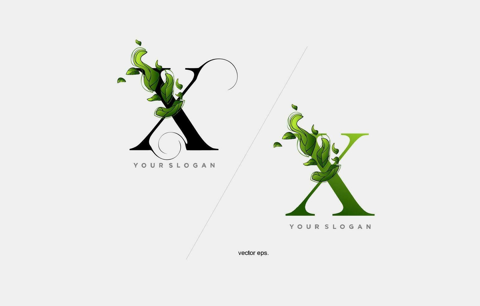 il lettera X e il lettera y siamo tutti e due fatto su di verde le foglie vettore