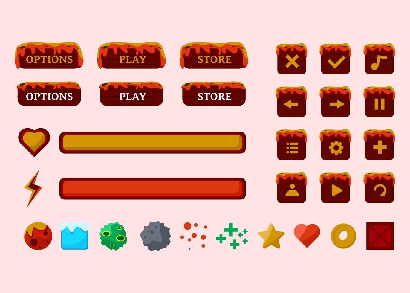 design per un set completo di pop-up, icone, finestre ed elementi del gioco del pulsante di selezione vettore