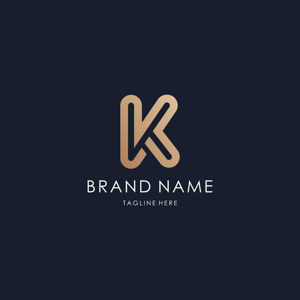 lettera K logo design vettore lusso d'oro stile