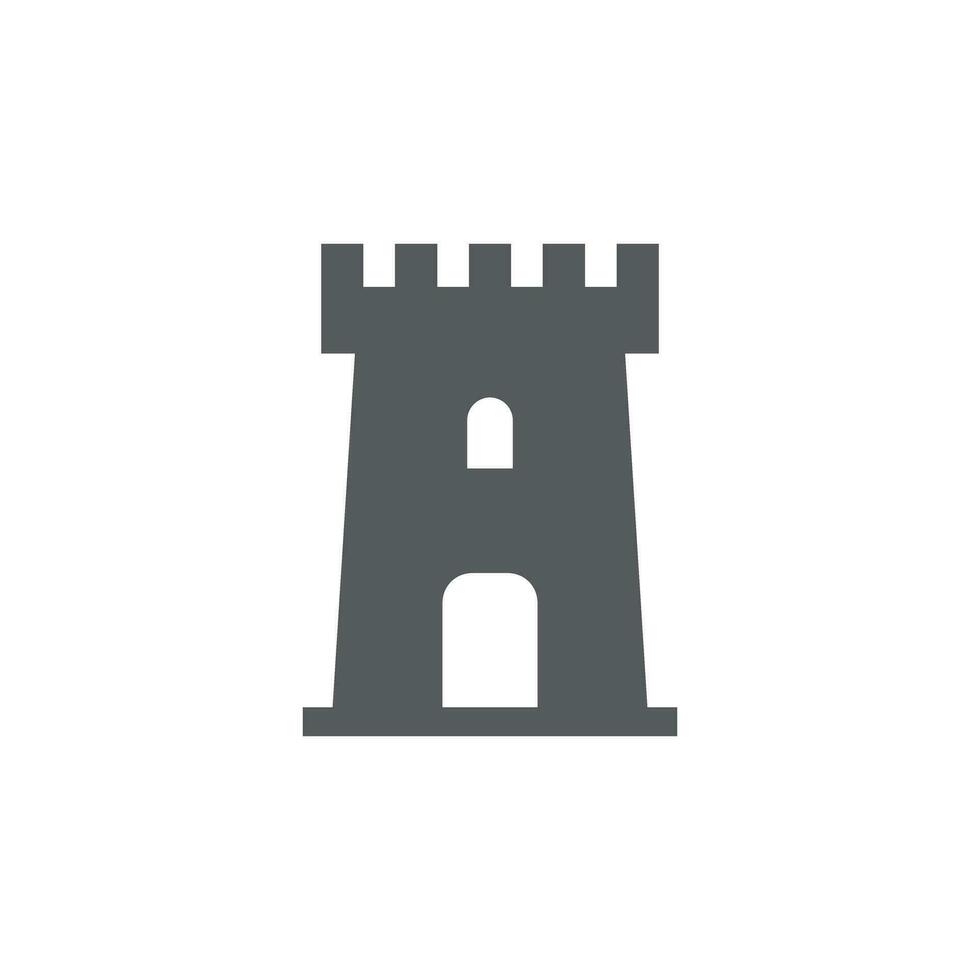 castello Torre icona nel piatto stile. medievale cittadella vettore illustrazione su isolato sfondo. roccaforte edificio cartello attività commerciale concetto.