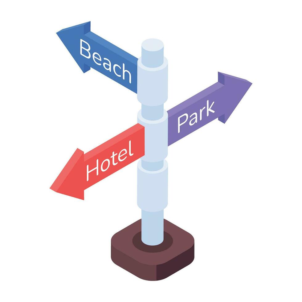 ecco un isometrico illustrazione di un' guidepost vettore