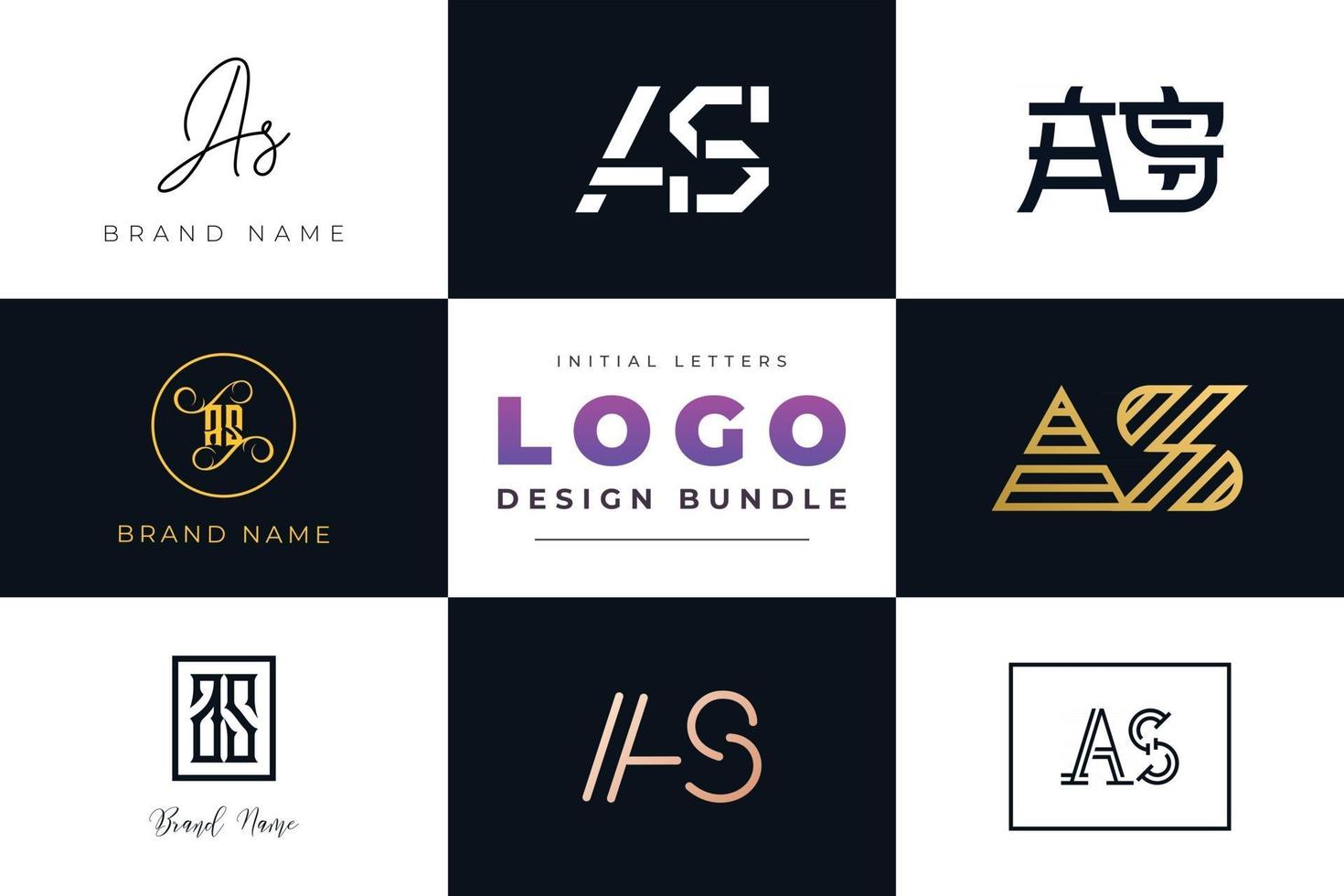 set di lettere iniziali di raccolta come design del logo. vettore