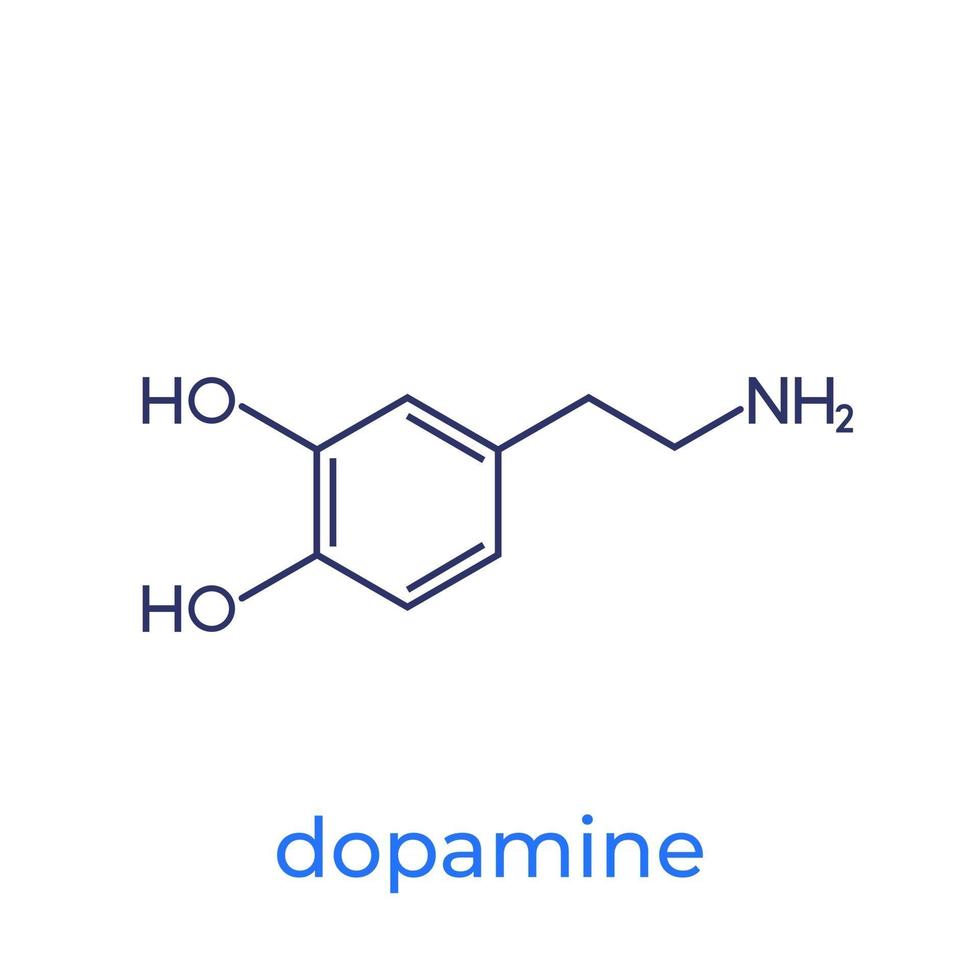 molecola di dopamina su bianco, vettore