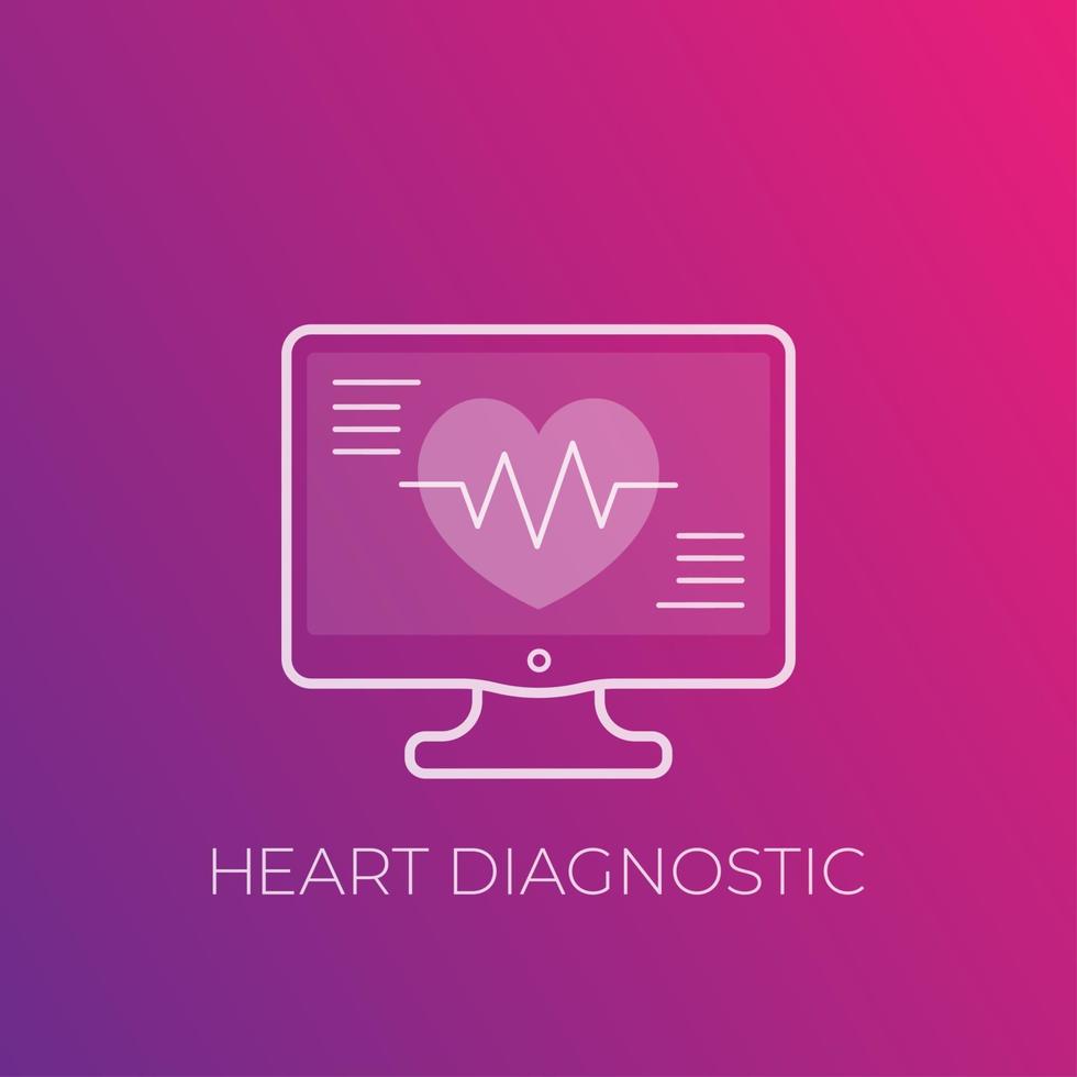 ecg, diagnostica cardiaca, icona dell'elettrocardiografia vettore