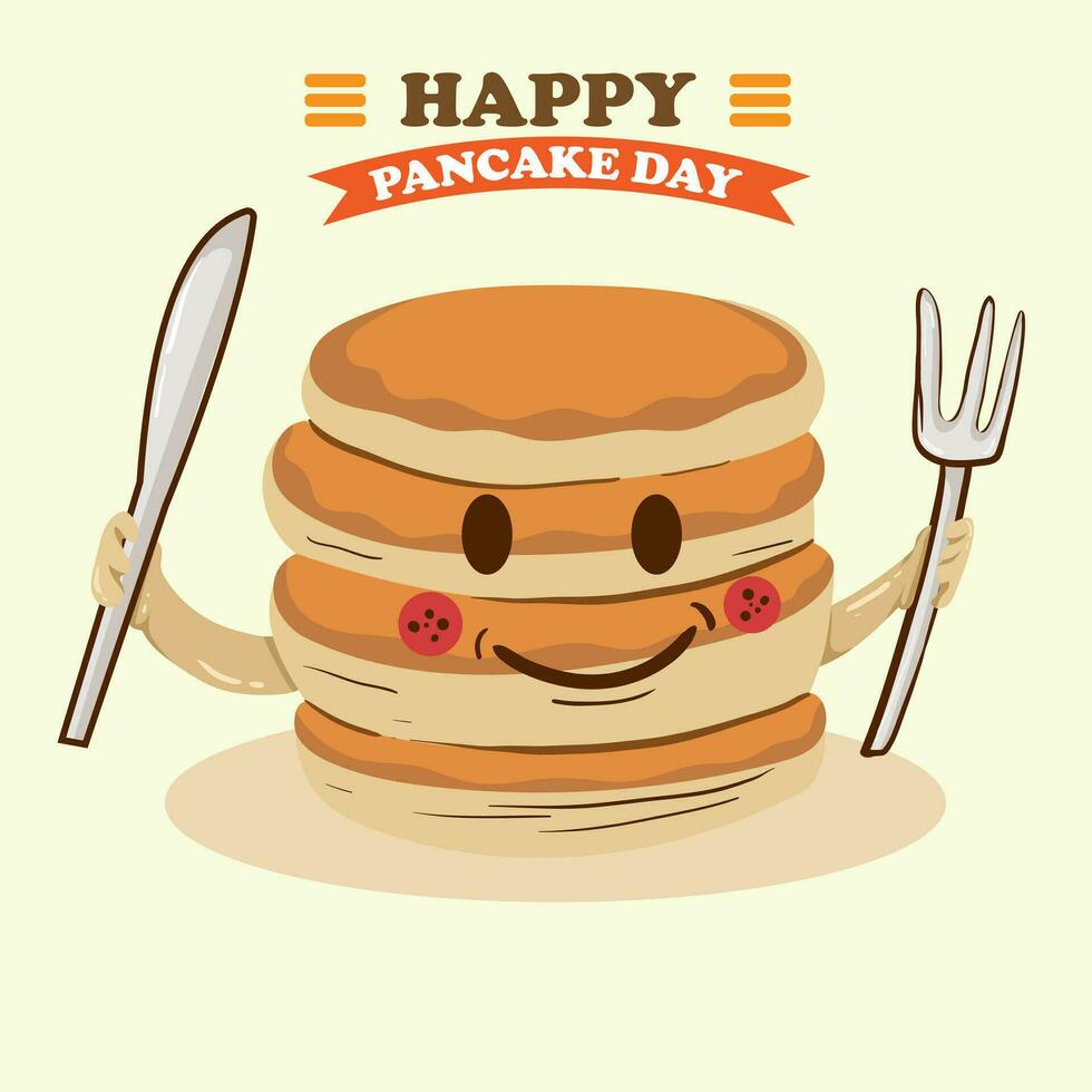 nazionale pancake giorno design bandiera celebrazione. Pancakes con sciroppo e burro bene per promozione design vettore