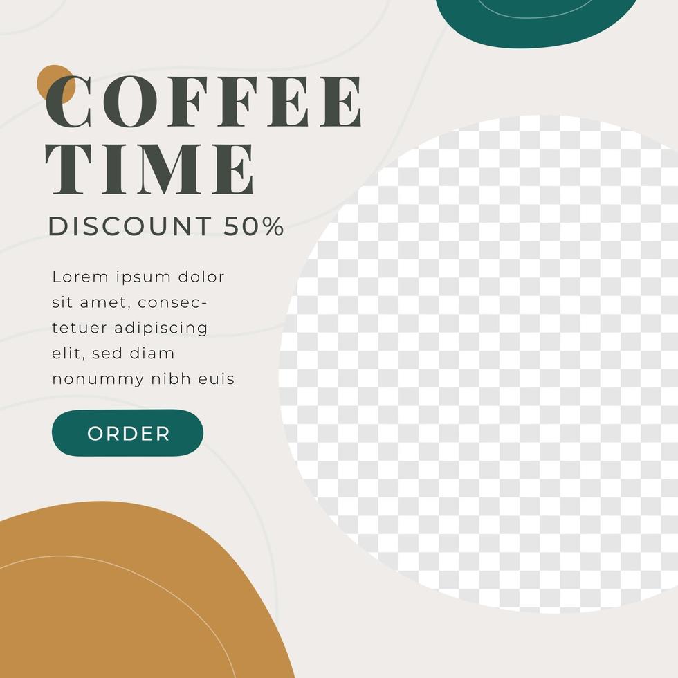 caffetteria caffè vendita sconto poster social media post modello morbido moderno stile minimalista vettore