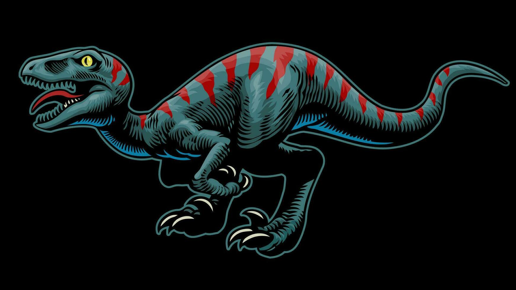 mano disegnato arrabbiato furioso raptor dino nel Vintage ▾ stile vettore