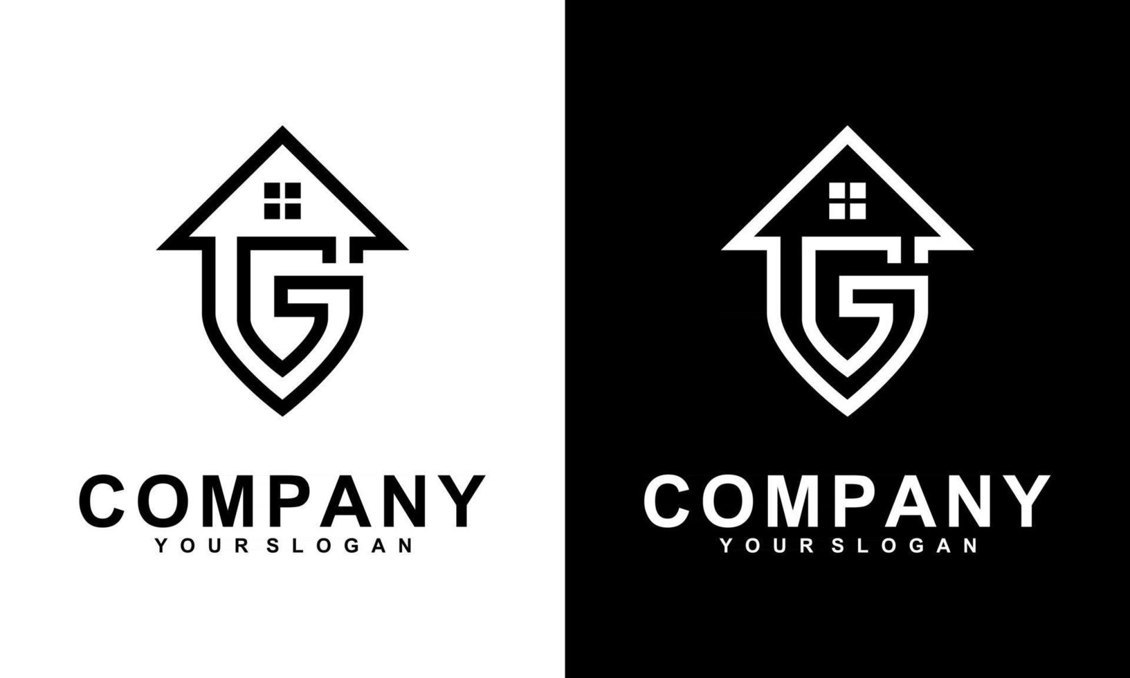 ilustration grafica vettoriale del design del logo della lettera g e del tetto della casa. creativo moderno. logo semplice