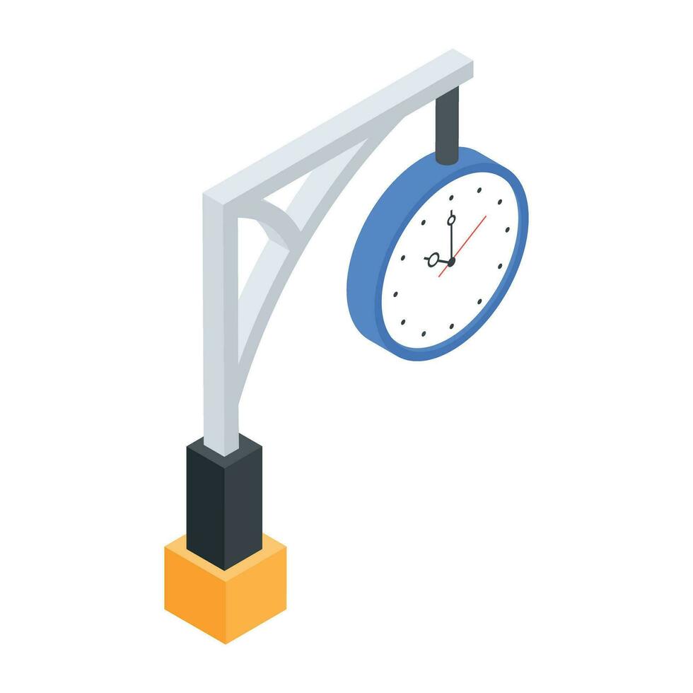 strada orologio illustrazione nel isometrico stile vettore