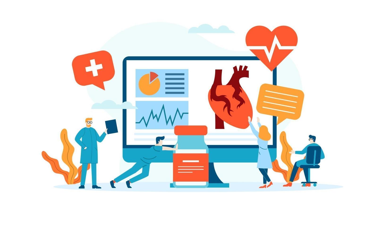 concetto di illustrazione vettoriale medico di malattie cardiache medico che lavora in laboratorio vettore modello sfondo isolato può essere utilizzato per la presentazione banner web ui ux landing page