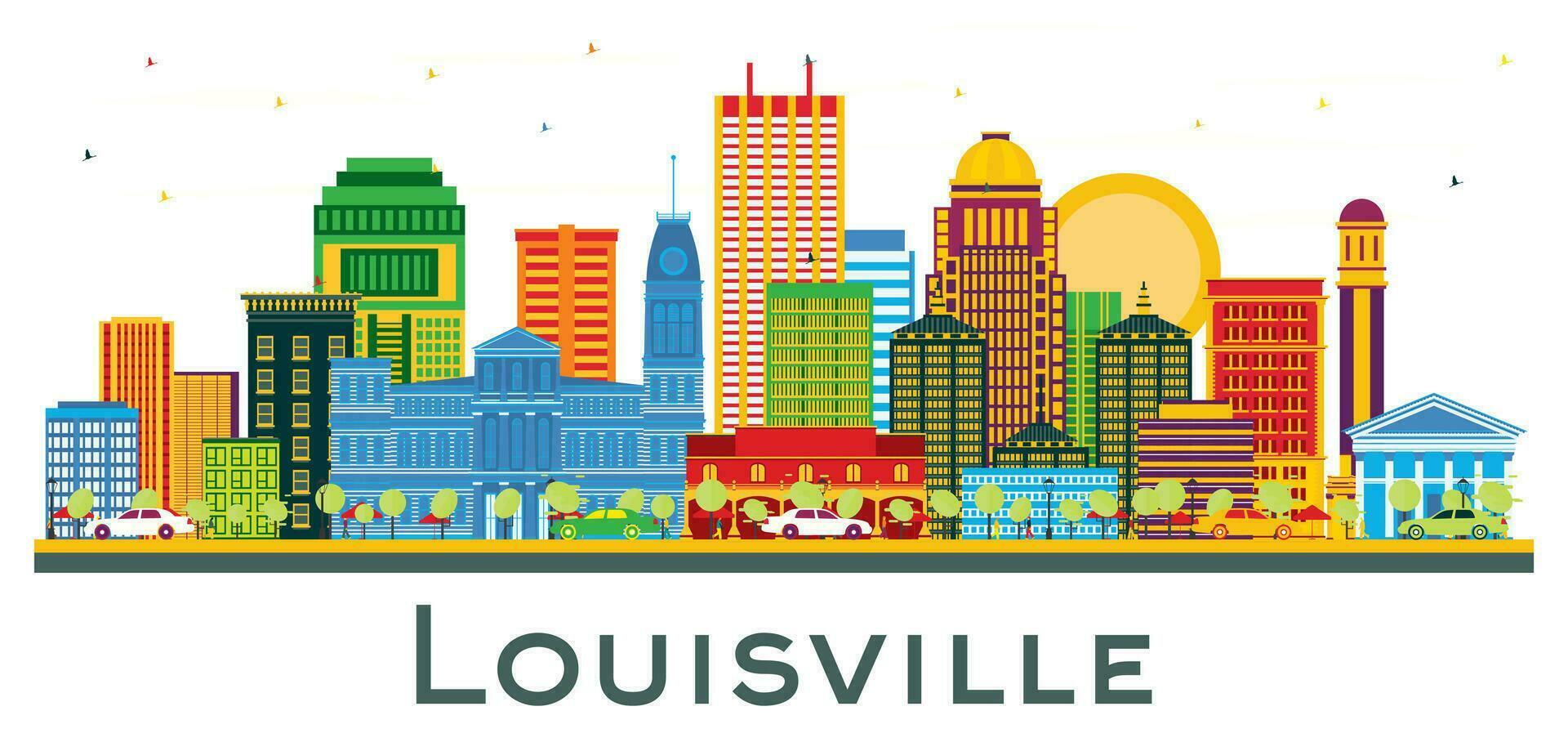 louisville Kentucky Stati Uniti d'America città orizzonte con colore edifici isolato su bianca. vettore