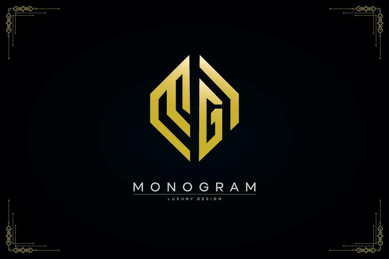 esagono mg lettera icona lusso monogramma oro logo vettore illustrazione modello