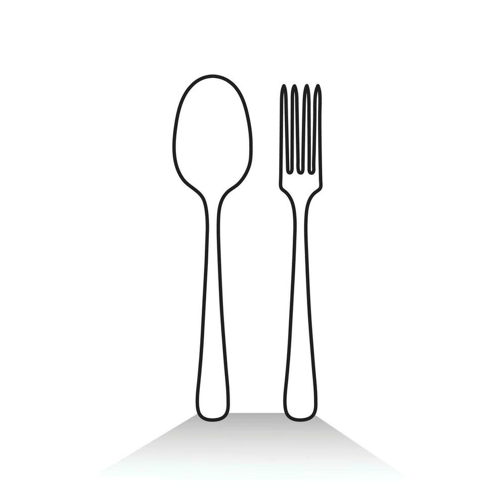 cucchiaio e forchetta icona. linea disegno con modificabile ictus vettore