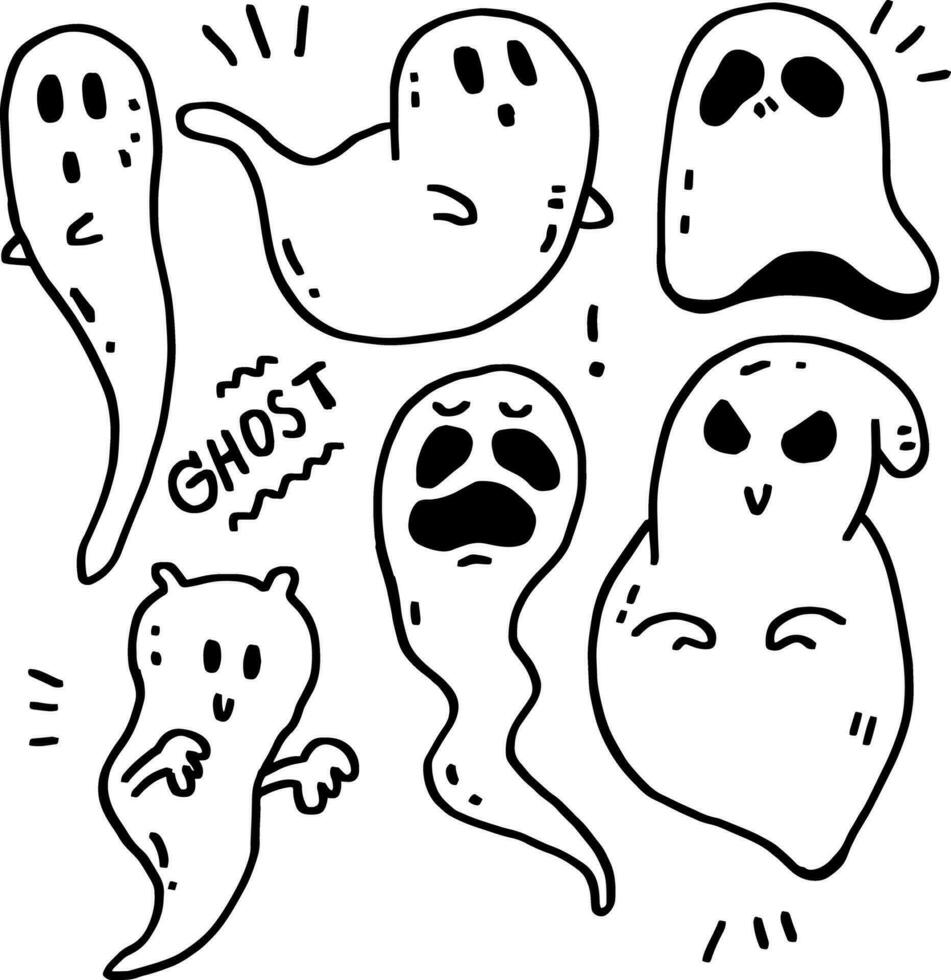 mano disegnato carino fantasma per Halloween vettore