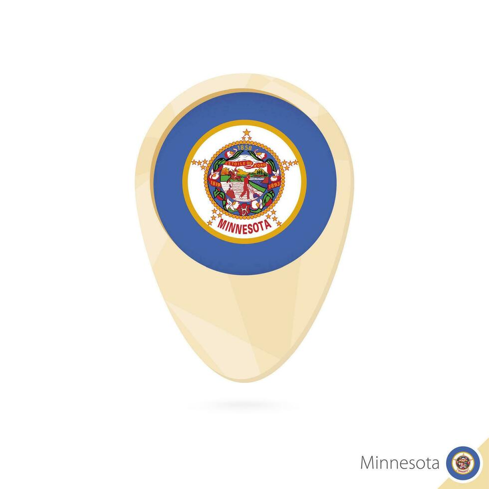 carta geografica pointer con bandiera di Minnesota. arancia astratto carta geografica icona. vettore